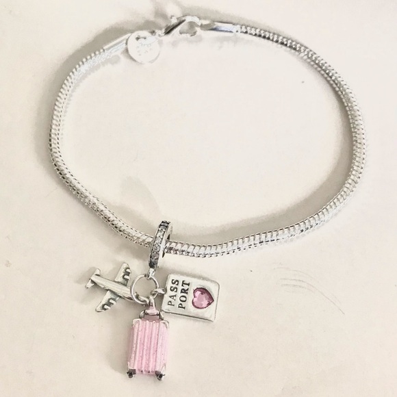 Jewelry - Sterling Silver Charm Bracelet with Sterling Silver travel theme charms